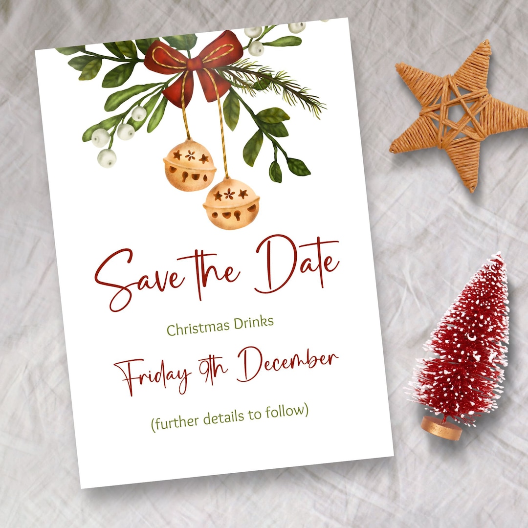 christmas save the date editable template instant download