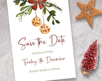 Christmas Save The Date Editable Template INSTANT DOWNLOAD Christmas Party Christmas Drinks Office Christmas Gathering Family Xmas Holiday