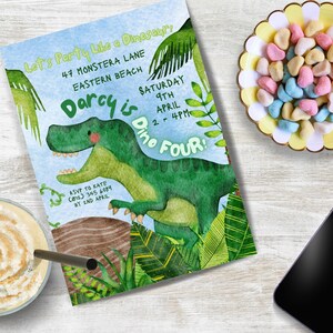 Editable Dinosaur Birthday Invitation INSTANT DOWNLOAD  Dino Party Canva Template digital Invite Jurassic 4th Birthday Boy