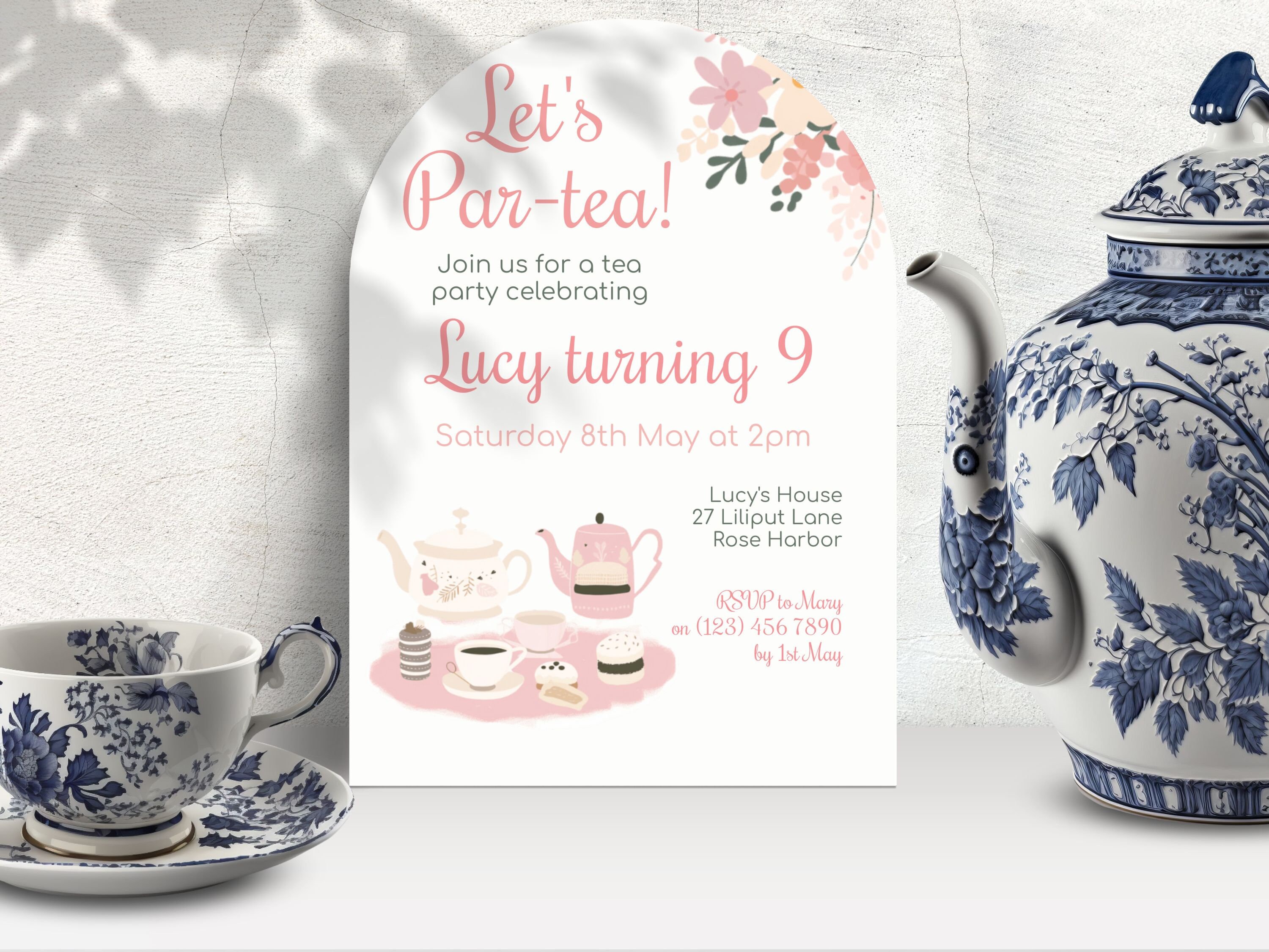 Afternoon Tea Birthday Invitation, INSTANT DOWNLOAD, Tea Party, Par-tea ...