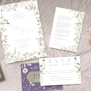 Wildflower Wedding Invitation Bundle, INSTANT DOWNLOAD, Printable Boho Floral Bundle, Elegant Design for Rustic Weddings, Wildflower Bundle