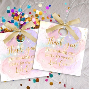 Etiquetas de agradecimento doces e atrevidas, DOWNLOAD INSTANTÂNEO, etiquetas de agradecimento de aniversário, duas etiquetas doces, suíte de aniversário, aquarela, etiquetas de aniversário de menina
