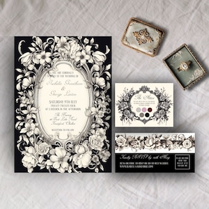Gothic Wedding Invitation, INSTANT DOWNLOAD, Victorian Wedding Suite, Edwardian Wedding Bundle, Attire Card, RSVP, Victorian Wedding evite