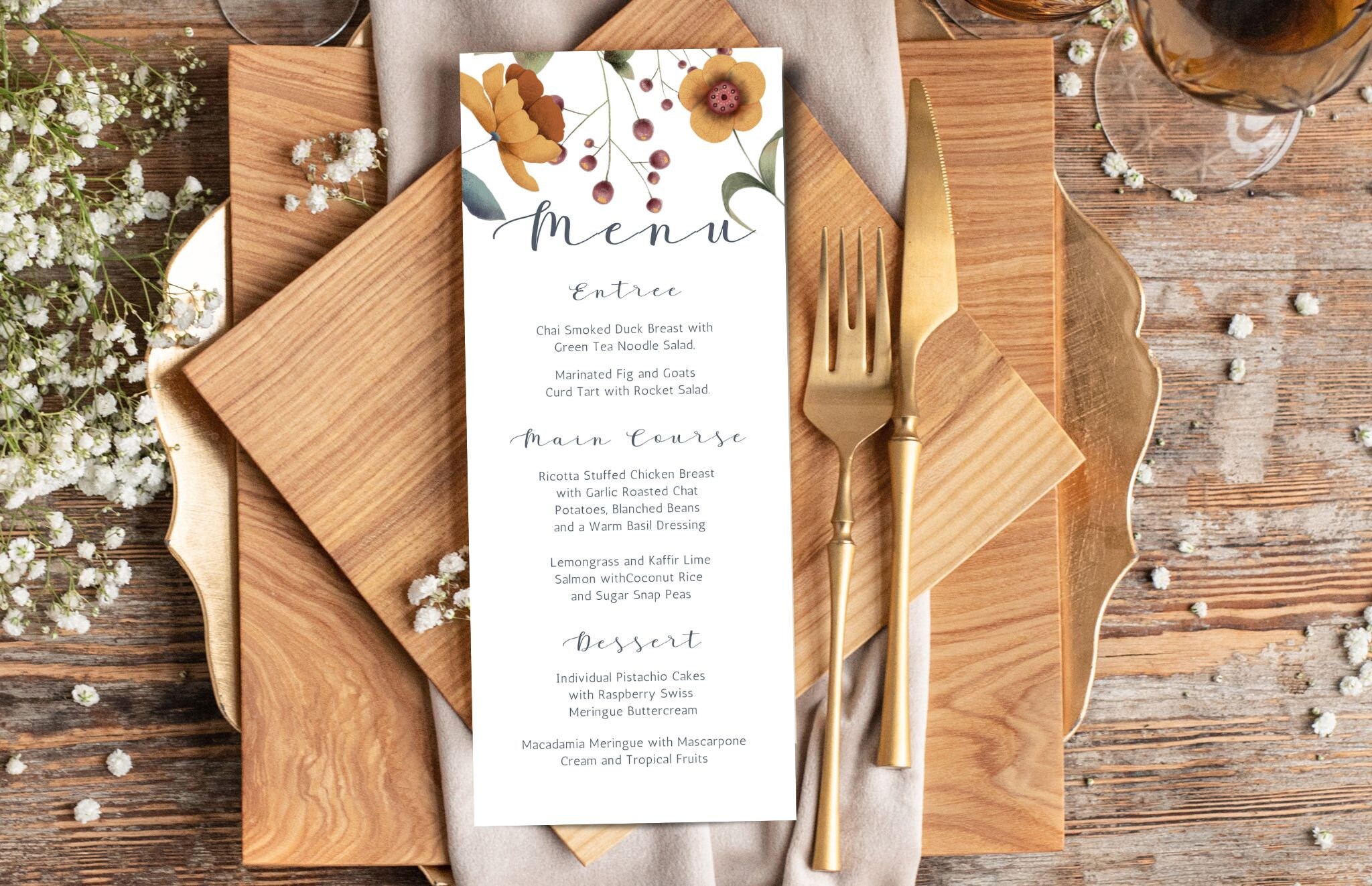 Boho Floral Menu, INSTANT DOWNLOAD, Editable, Canva Template, Wedding ...