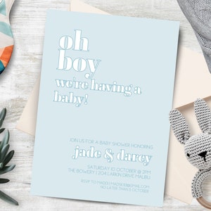 Minimale baby shower uitnodiging, INSTANT DOWNLOAD, Oh baby, baby shower uitnodiging, boho baby shower uitnodiging, baby boy shower