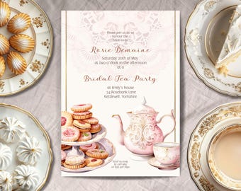 Bridal Tea Party Invitation, INSTANT DOWNLOAD, Bridal Shower, Fancy Tea Party, Afternoon Tea Invite, Bride to Be, kitchen tea, let's par-tea