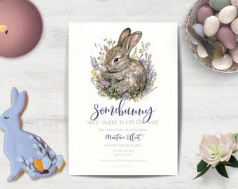 Easter Baby Shower Invitation, INSTANT DOWNLOAD, Some Bunny on the way, Gender Neutral Baby Shower, Somebunny, Easter Baby Shower, Spring