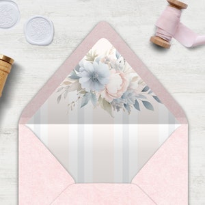 Envelope Liner, Floral Tea Party, INSTANT DOWNLOAD, Canva Template, botanical, floral boho, Envelope Liner,  multiple sizes, A7 and other