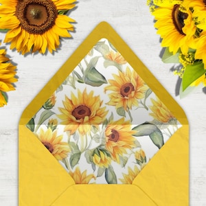 Sunflower Umschlag Liner, INSTANT DOWNLOAD, Canva Template, botanisch, floral, Sonnenblumen, Sunflower Liner, mehrere Größen,