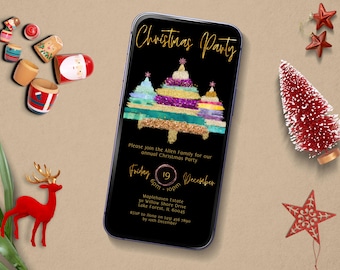 Electronic Christmas Party Invitation, INSTANT DOWNLOAD, evite, Digital Holiday Invite, Staff Christmas, phone text invite, girlsmas