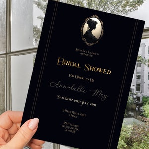 Cameo Bridal Shower Invitation, INSTANT DOWNLOAD, Jane Austen invite, botanical, regency, baroque, Edwardian, classical invite, Victorian