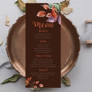 Thanksgiving Menu Card  INSTANT DOWNLOAD Canva Template, Friendsgiving Thankful AF,Menu Printable Fall Thanksgiving Dinner Menu