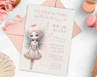 fairy birthday invitation, INSTANT DOWNLOAD, Fairy Birthday Party, Fantasy Theme, Enchanted party, 5th birthday girl, any age