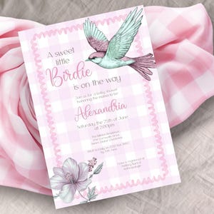Baby Shower Invitation, INSTANT DOWNLOAD, A little birdie shower invite, bluebird baby shower, baby girl shower, Vintage Baby Shower