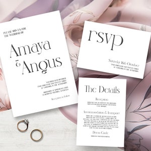 Minimal Wedding Invitation Set, INSTANT DOWNLOAD, wedding invitation suite, small wedding bundle, elegant, minimal, minimalist, #AMAYA