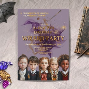 Editable Wizards & Witches Birthday Invitation, INSTANT DOWNLOAD, Magical Birthday, Wizard School Invite, Wizardry Party, Magic School, Boy