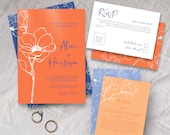 Minimal Wedding Invitation Set, INSTANT DOWNLOAD, modern wedding invitation suite, minimalist, Wedding Suite, Blue, Orange