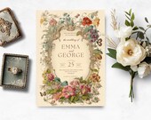 Victorian Wedding Invitation, INSTANT DOWNLOAD, Victorian Floral, Vintage Invitation, Art Deco, Victorian Style Wedding, Jane Austen, Canva