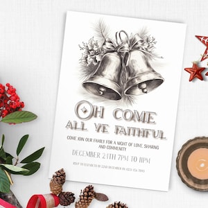 Christmas Invitation, INSTANT DOWNLOAD, Christmas Party Invitation, Christian Party, Religious Christmas Party Ward Christmas Party, bells