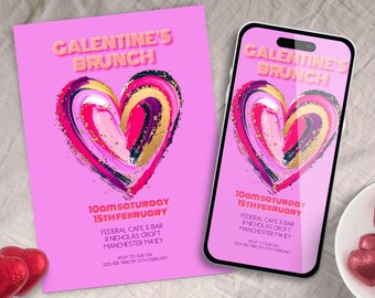 Galentine's Day Invitation, INSTANT DOWNLOAD, Valentine's Day Party Invite, Valentine's Day Girl's Night, Galentines Brunch invite