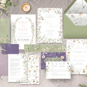 Wildflower Wedding Invitation Bundle, INSTANT DOWNLOAD, Printable Boho Floral Bundle, Elegant Design for Rustic Weddings, Wildflower Bundle