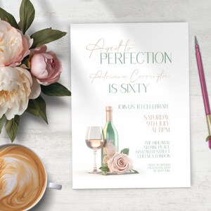 Editable Aged to Perfection Invitation, INSTANT DOWNLOAD, Wine Birthday Invitation, Winery Invitation, Fine Like Wine, Woman 60th Birthday