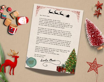 Letter From Santa, INSTANT DOWNLOAD, Santa Letter, Editable, Printable, Christmas Nice List, US Letter