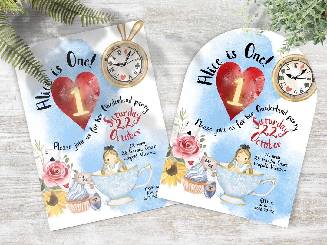 Alice in Wonderland Invitation Template INSTANT DOWNLOAD in Canva