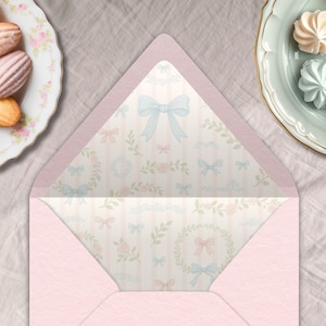 Kokette Umschlag Liner, INSTANT DOWNLOAD, Schleife Umschlag Liner, rosa Braut Liner, floral, schön, elegant, Cottagecore, Umschlag Liner