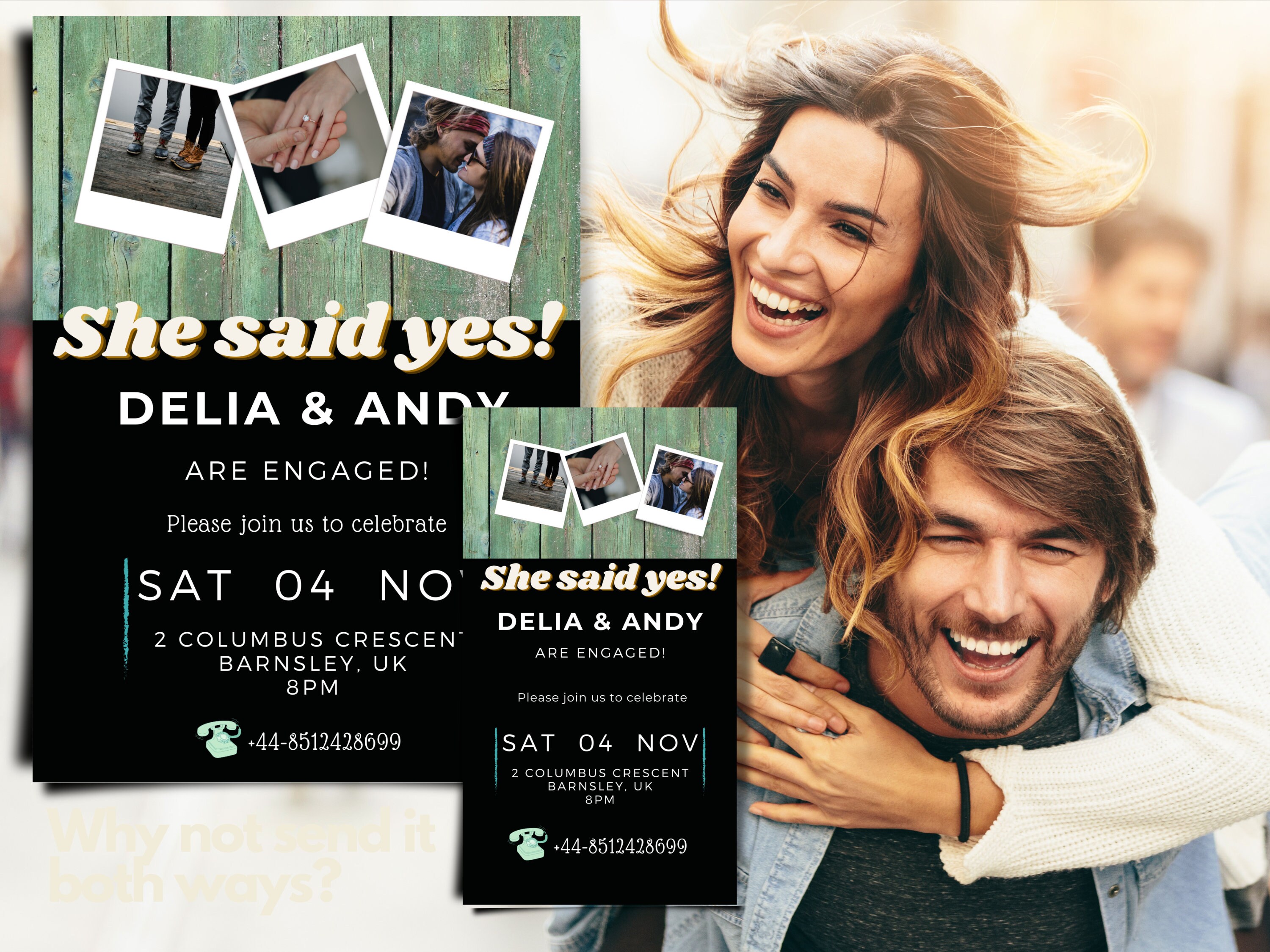 Photo Engagement Template INSTANT DOWNLOAD With FREE Evite Electronic ...