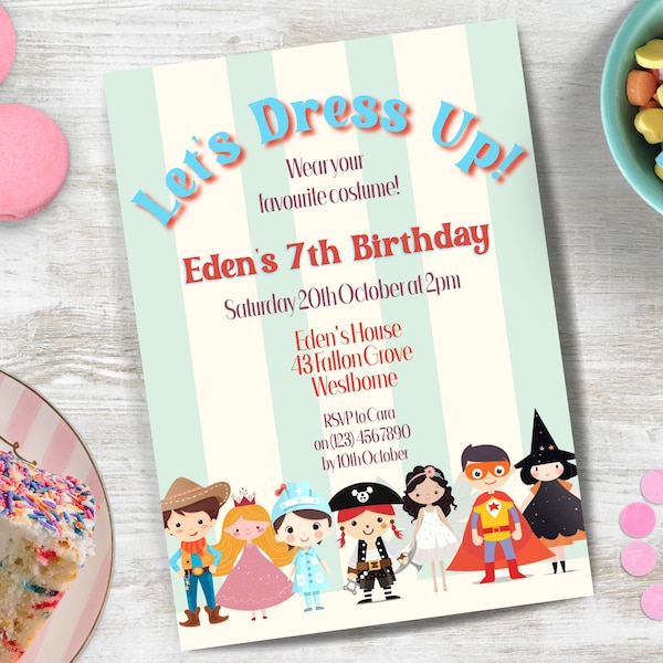 Costume Party Party Invitations, INSTANT DOWNLOAD, Princess Birthday Party, Fantasy Theme, Enchanted party, Dress up party