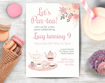 Afternoon Tea Birthday Invitation, INSTANT DOWNLOAD, Tea Party, Par-Tea Invite, High Tea Invitation, Tea Party Invitation, Ladies tea party