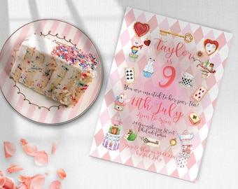 Alice Tea Party Birthday Invitation INSTANT DOWNLOAD Mad Hatter Wonderland Party Ninth 9th editable invite Canva