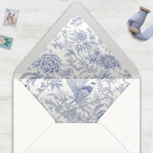 Blauer Umschlag Liner, INSTANT DOWNLOAD, Canva Template, Chinoiserie, Toile, klassisch, französisch, Umschlag Liner in verschiedenen Größen, A7 und andere