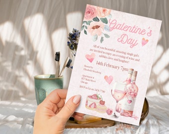 Galentines Day Party Invitation INSTANT DOWNLOAD Canva Template Galentine's Valentines Brunch, Valentine;s Day gathering editable template