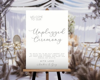 Unplugged Wedding Signs, INSTANT DOWNLOAD, Printable Unplugged Ceremony Sign, DIY Wedding Sign, No Phones, No Cameras, #NF01