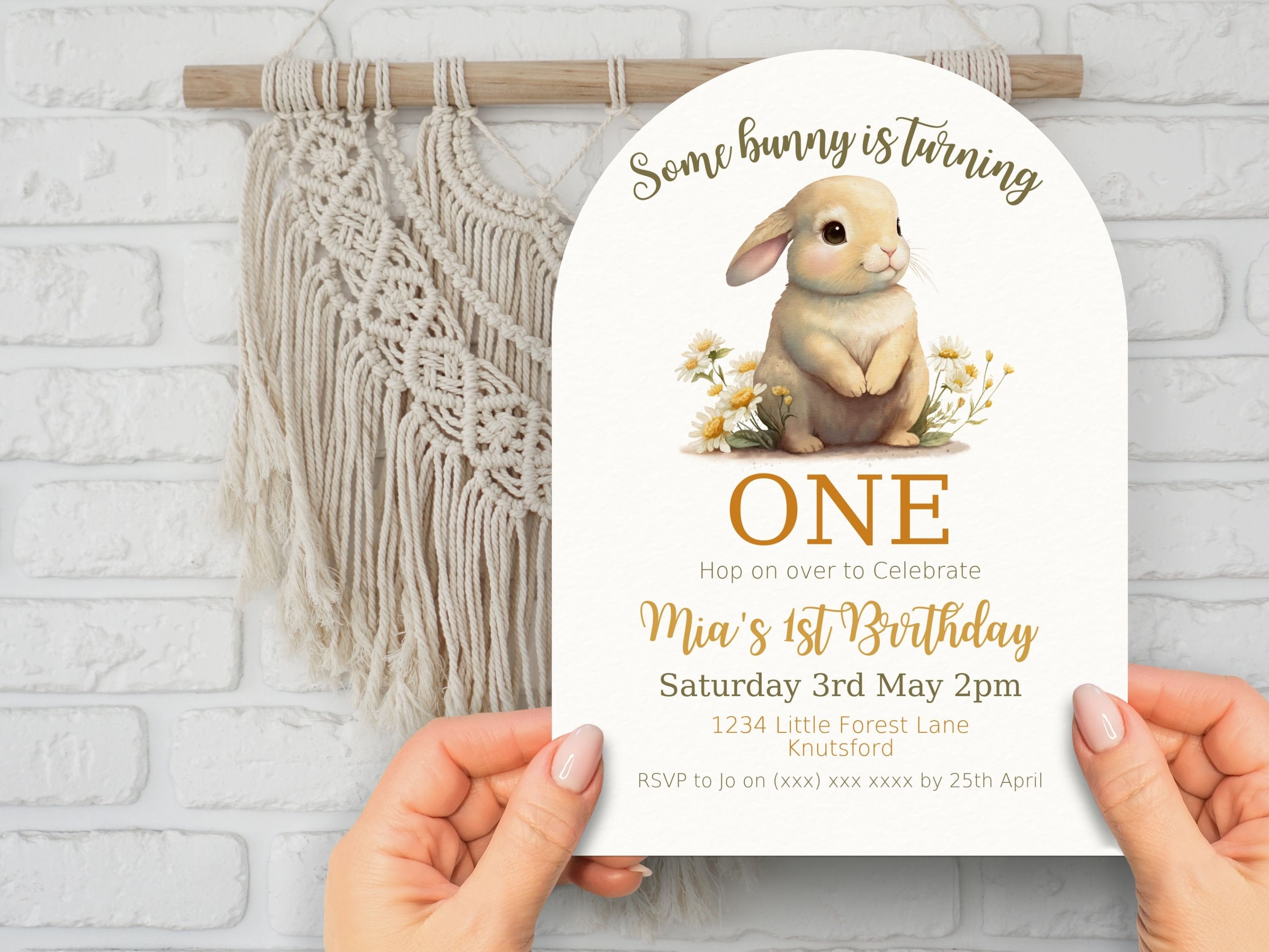 Some Bunny is Turning One Birthday Invitation INSTANT DOWNLOAD Cute ...