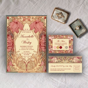 Art Deco Wedding Invitation, INSTANT DOWNLOAD, Victorian Wedding Suite, Edwardian Wedding Bundle, Attire Card, RSVP, Victorian Wedding evite