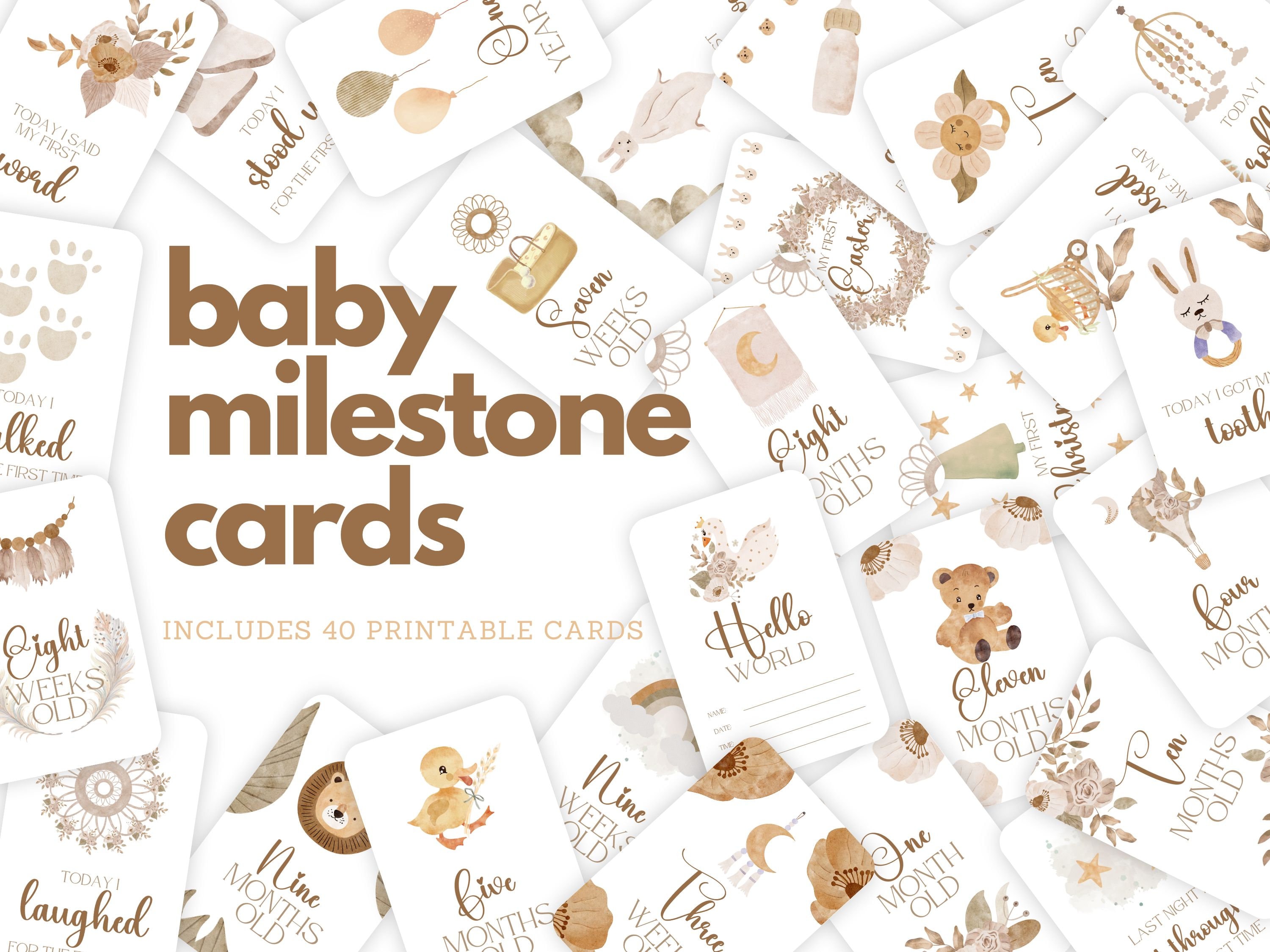 Neutral Rainbow Milestone Cards INSTANT DOWNLOAD Baby Milestone Cards ...
