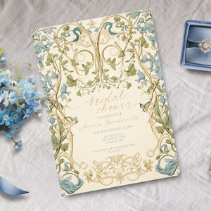 Regency Bridal Shower Invitation, INSTANT DOWNLOAD, Vintage floral invite, botanical, Victorian, baroque, Edwardian, Jane Austen invite