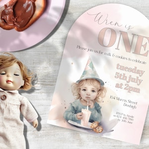 Milk And Cookies Party Invitation, INSTANT DOWNLOAD, Milk & Cookie Invite, Milk And Cookies Birthday,  1st Birthday girl, Editable