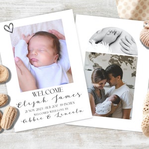 Faire-part de naissance | TÉLÉCHARGEMENT INSTANTANÉ | Carte photo nouveau-né entièrement modifiable | Carte de naissance photo imprimable | Annonce de nouveau bébé | Minimal