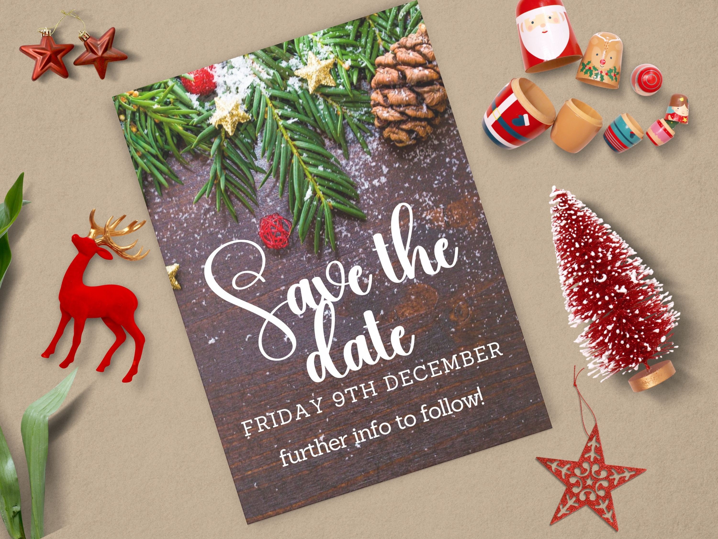 christmas save the date, instant download, christmas party invite
