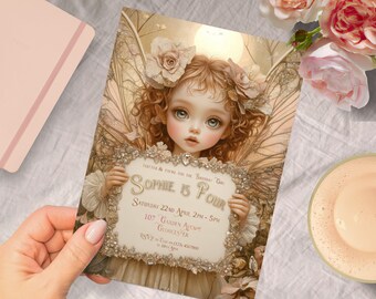 Fairy Birthday Party Invite, INSTANT DOWNLOAD, Printable Template, Fairy Princess Invitation, Enchanted Garden, girl any age, whimsical