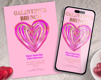 Galentine's Day Invitation, INSTANT DOWNLOAD, Valentine's Day Party Invite, Valentine's Day Girl's Night, Galentines Brunch invite