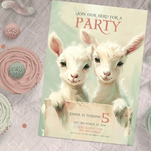 Goat Birthday Party Invitation, INSTANT DOWNLOAD, Join the Herd, Billy ...