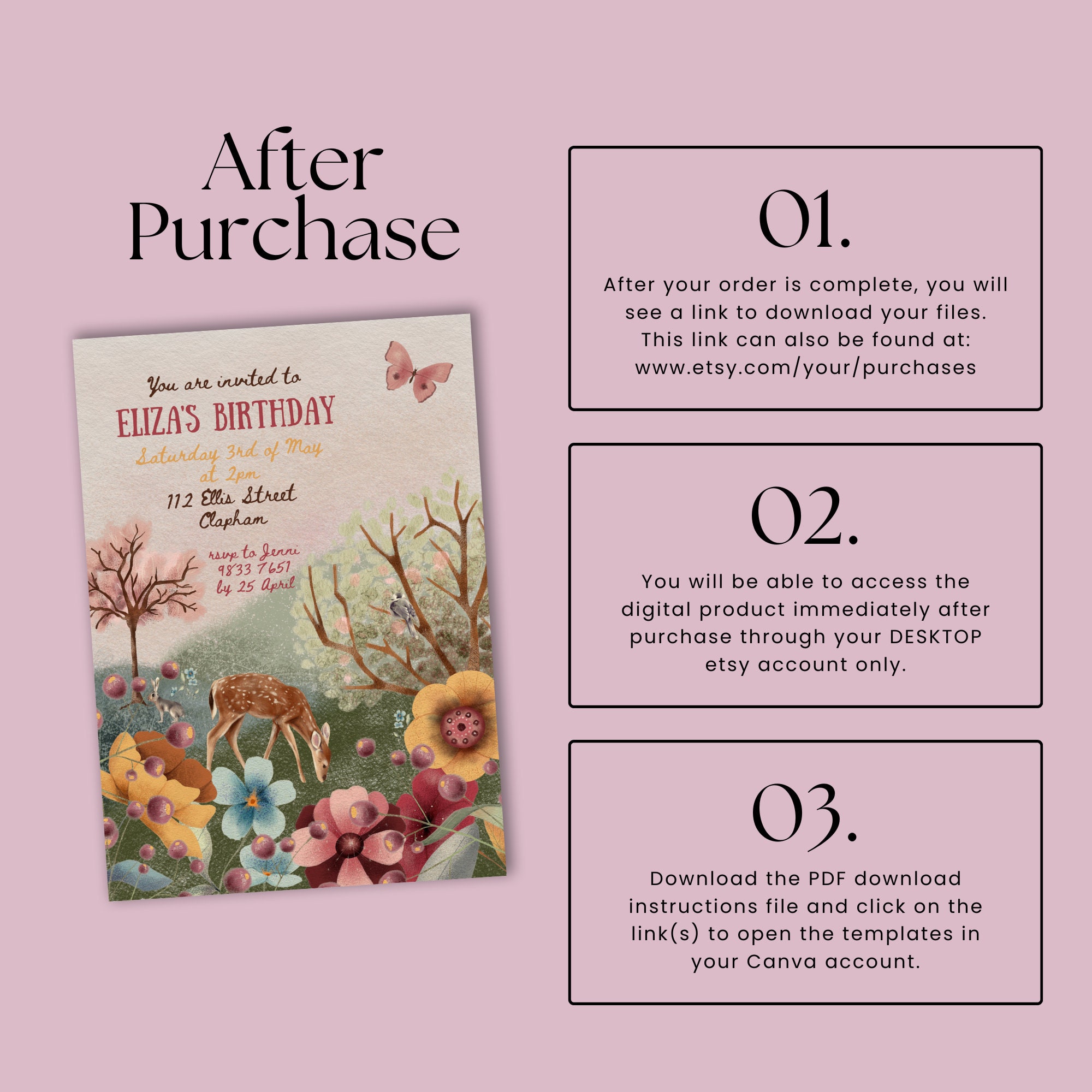 Alice in Wonderland Invitation Template INSTANT DOWNLOAD in Canva