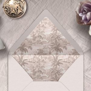 Hawaiian Umschlag Liner, INSTANT DOWNLOAD, Tropical Umschlag Liner, Toile de Jouy, Palmen, Strandhäuser, Vintage Umschlag Liner,