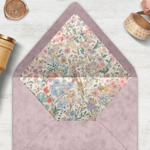 Floral Umschlag Liner, INSTANT DOWNLOAD, Canva Template, botanische, pastorale, Blumen, Umschlag Liner in verschiedenen Größen, A7 und andere