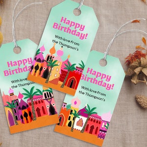 Etichette regalo del villaggio marocchino, DOWNLOAD IMMEDIATO, bomboniere, grazie, compleanno, Natale, etichette regalo, per tutte le occasioni, modificabili in Canva